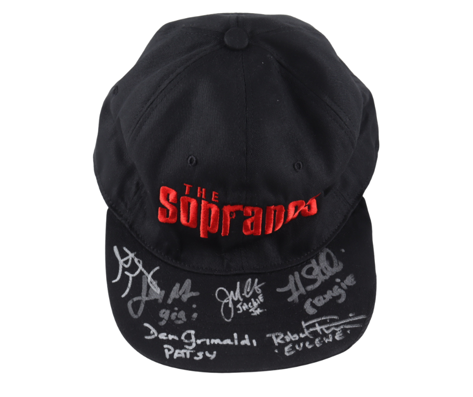 (PAST AUCTION) <br> Lot 75: The Sopranos Multi Autographed Black Sopranos Hat (7 Autographs)