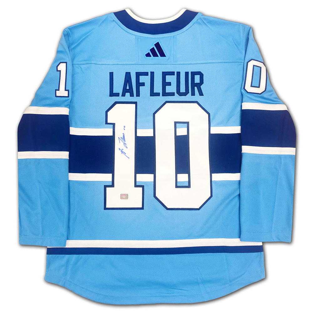 (PAST AUCTION) <br> Lot 31: Guy Lafleur Autographed Special Edition Light Blue Adidas Jersey - Montreal Canadiens