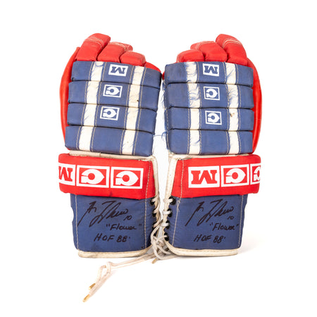 (PAST AUCTION) <br> Lot 11: Guy Lafleur Autographed and 2x Inscribed pair of gloves