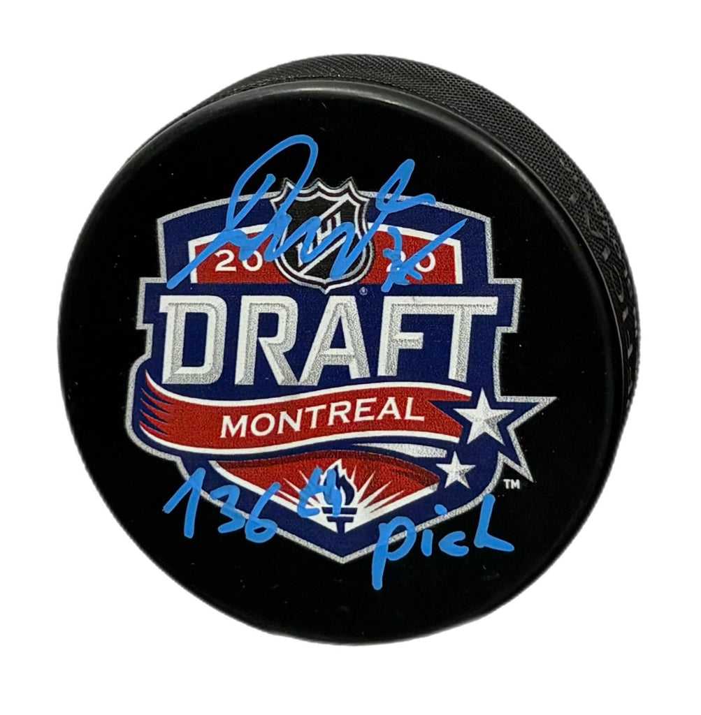 Jakub Dobes Autographed & Inscribed Puck - Draft