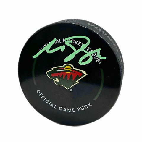 Matthew Boldy Autographed Puck - Official