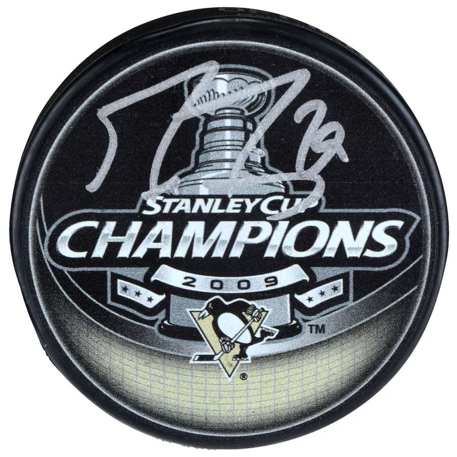 PRE-ORDER - Marc-Andre Fleury Autographed Puck - SC Champs 2009
