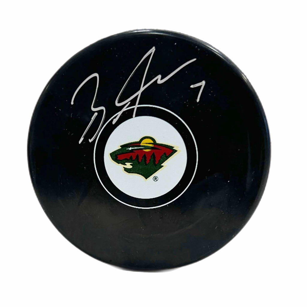 Brock Faber Autographed Puck - Logo