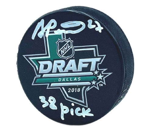 Alexander Romanov Autographed & Inscribed Puck - 2018 Draft