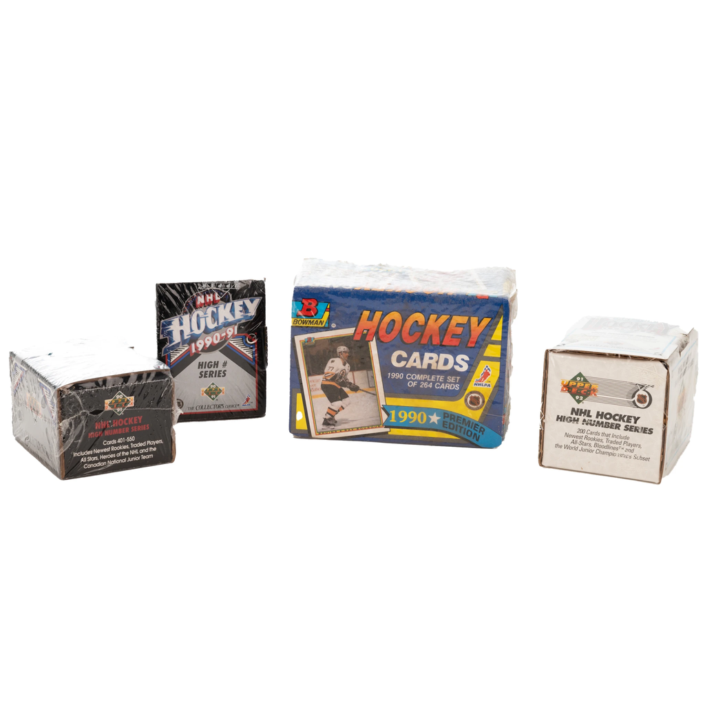 (PAST AUCTION) <br> LOT 135: BOWMAN BOX 1990 AND 2X UPPER DECK HIGH NUMBER SERIES 1990-1991 AND UPPER DECK 1991-1992 HIGH NUMBER SERIES