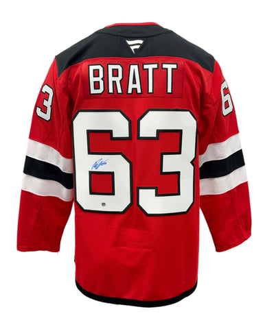 Jesper Bratt Autographed Red Fanatic Premium Jersey