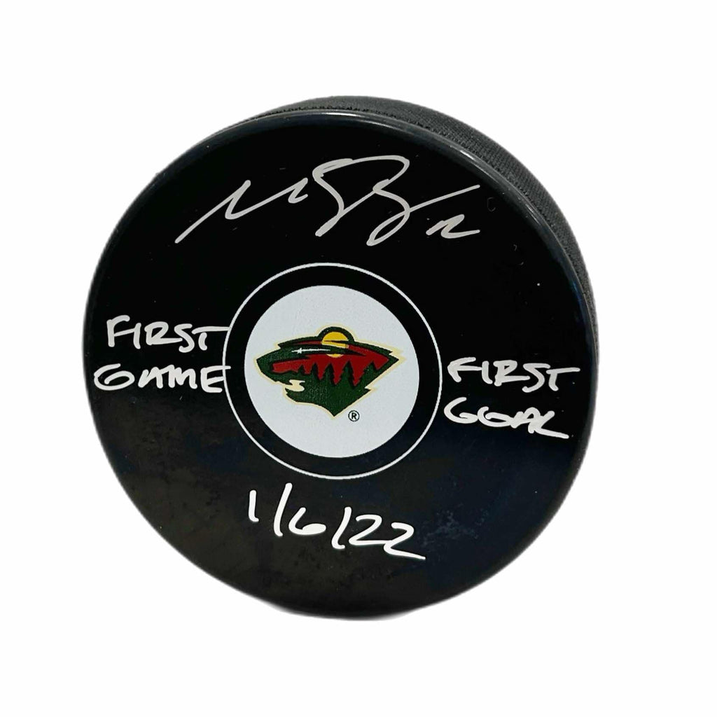Matthew Boldy Autographed Inscribed Puck Logo Memorable Authentic