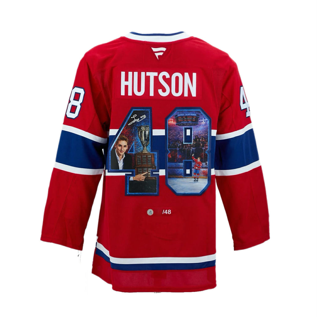 Lane Hutson Autographié Canadiens de Montréal Art impressionniste Calder chandail #/48