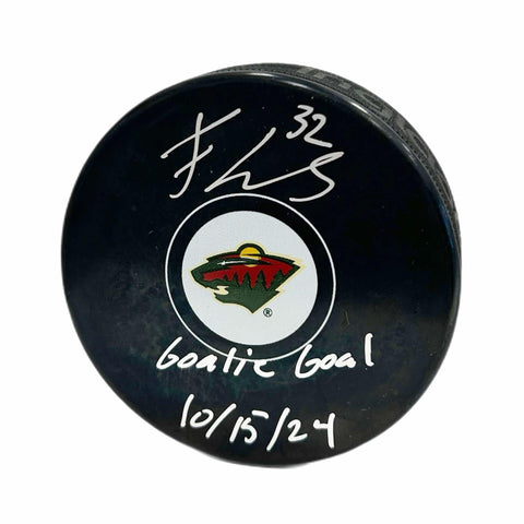 Filip Gustavsson Autographed & Inscribed Puck - Logo