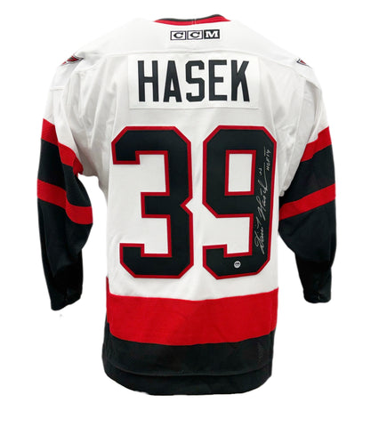 Dominik Hasek Autographed White CCM Replica Jersey