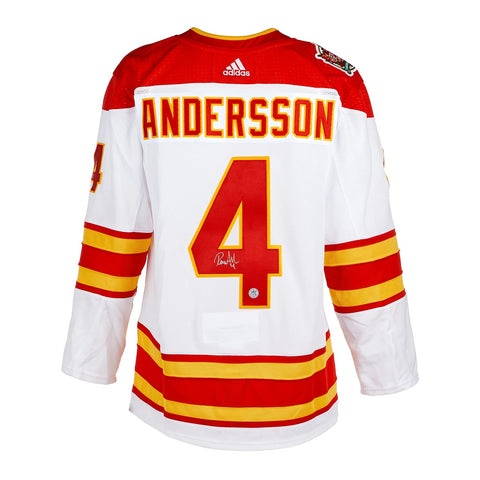 Rasmus Andersson Autographed Calgary Flames White Adidas Authentic Jersey