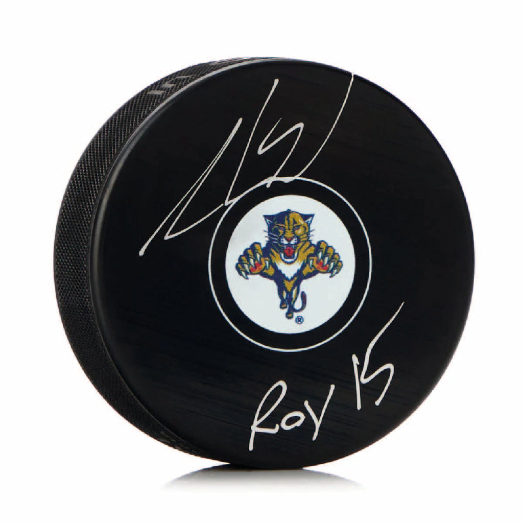 Aaron Ekblad Florida Panthers Autographed & Inscribed ROY 15 Puck - Logo