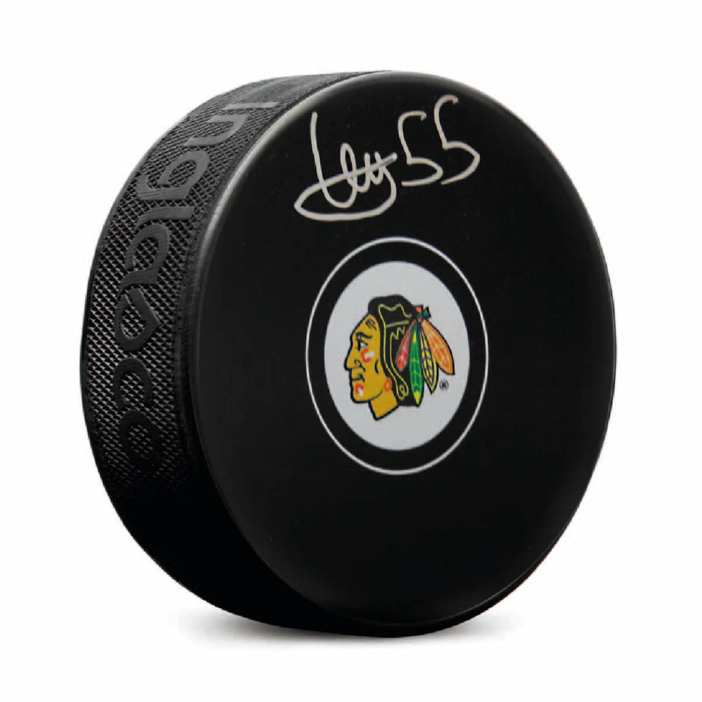 Artyom Levshunov Autographed Chicago Blackhawks Puck - Logo