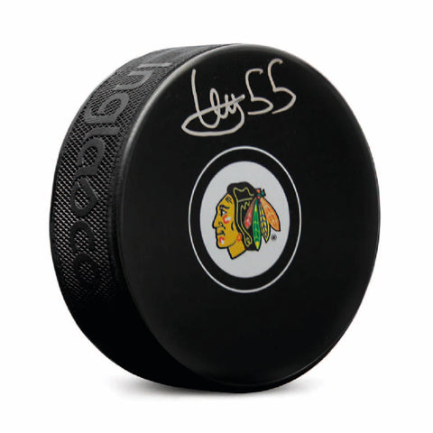 Artyom Levshunov Autographed Chicago Blackhawks Puck - Logo