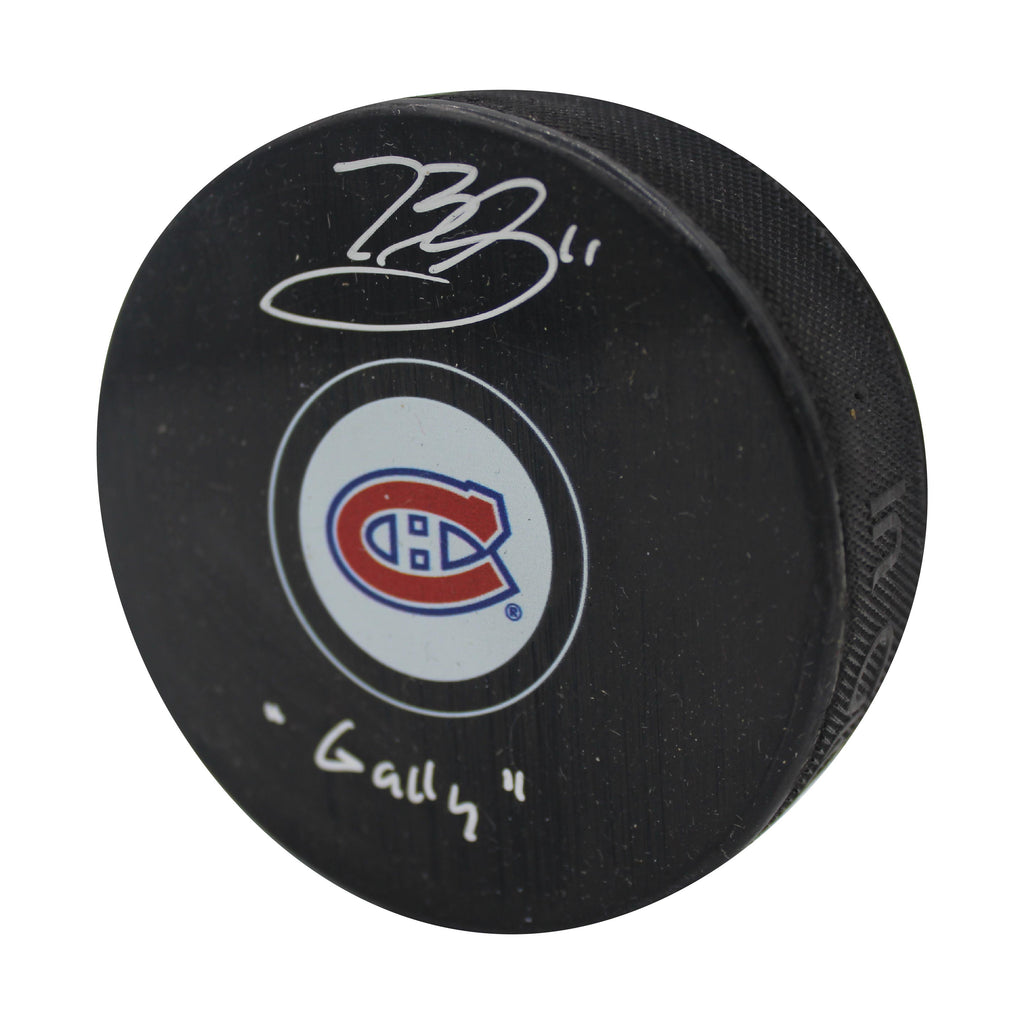 Brendan Gallagher Autographed & Inscribed Puck - Logo