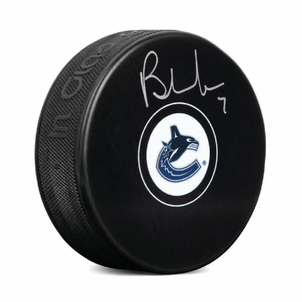 Brendan Morrison Autographed Vancouver Canucks Puck - Logo