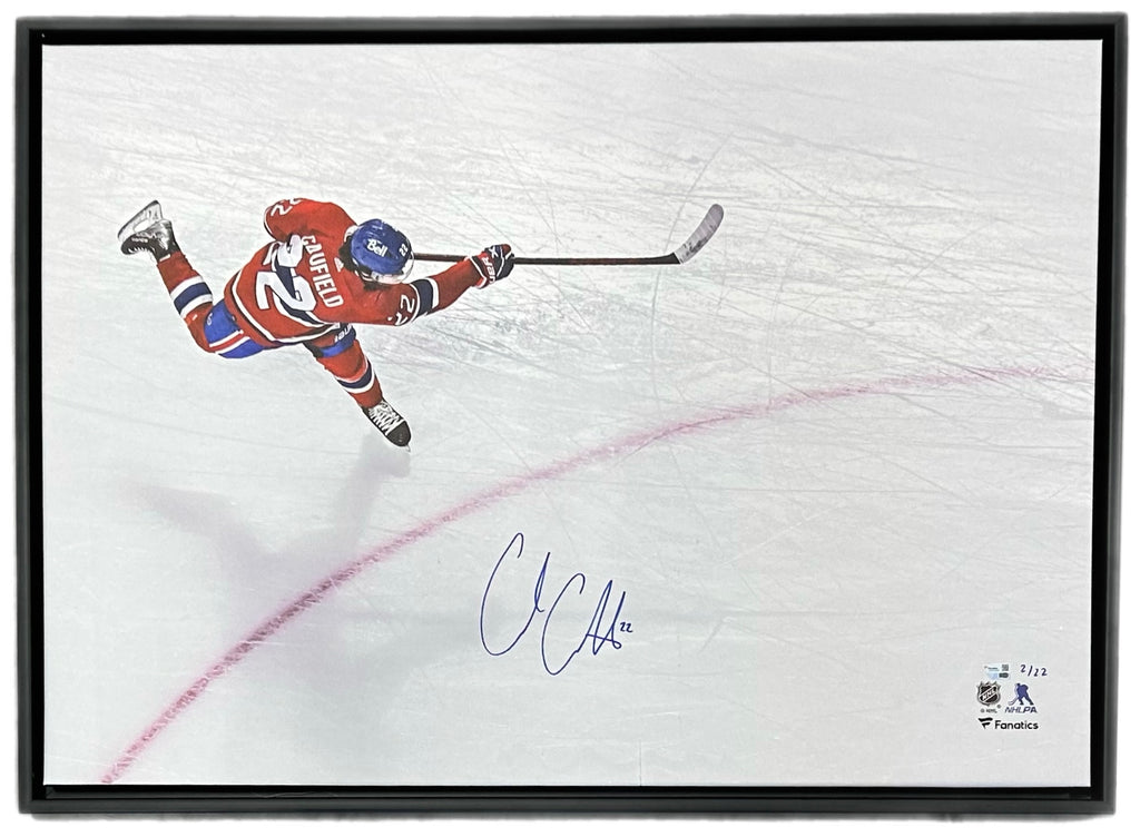 Cole Caufield Autographed Canvas 24x36 - OverHead - Limited Edition of 22