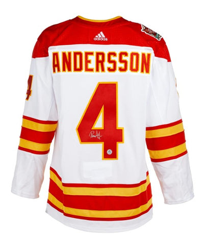 Rasmus Andersson Autographed White Calgary Flames Adidas Authentic Jersey