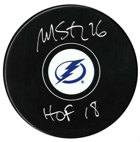 Martin St. Louis Tampa Bay Lightning Autographed & Inscribed Puck - Logo