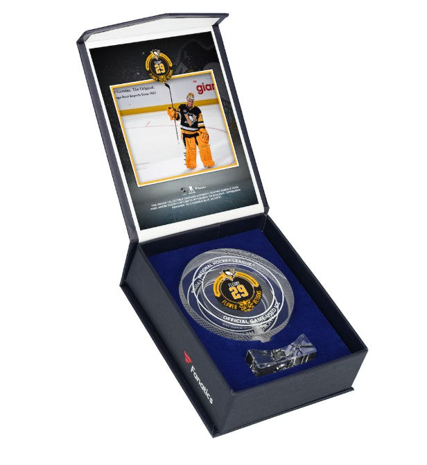 Marc-Andre Fleury Autographed Puck - Crystal Official