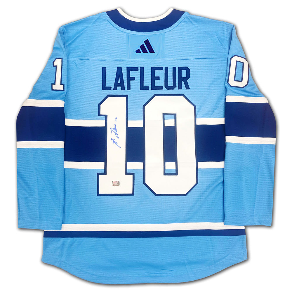 (PAST AUCTION) <br> LOT 55: GUY LAFLEUR AUTOGRAPHED ADIDAS REVERSE RETRO 2.0 JERSEY