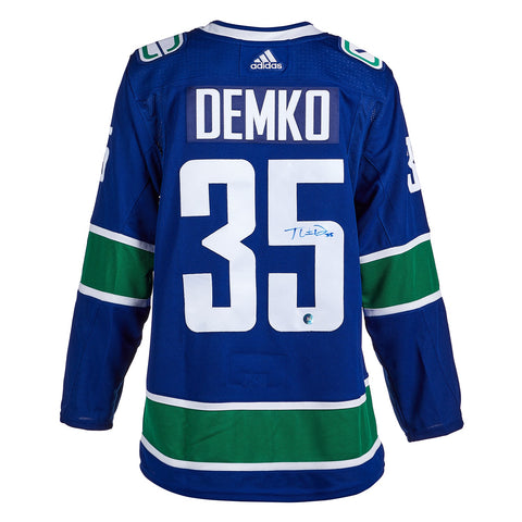 Thatcher Demko Autographed Vancouver Canucks Blue Adidas Authentic Jersey