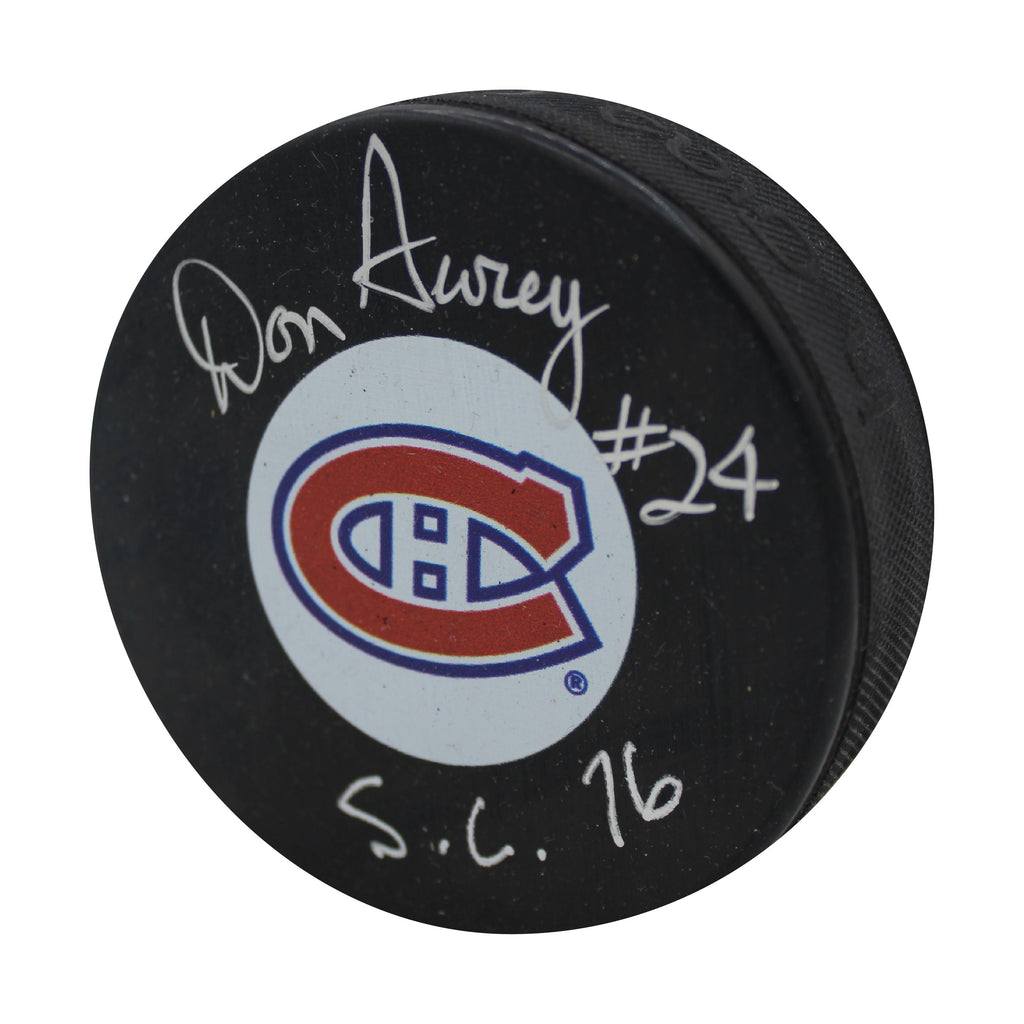 Don Awrey Autographed & Inscribed Puck - Logo