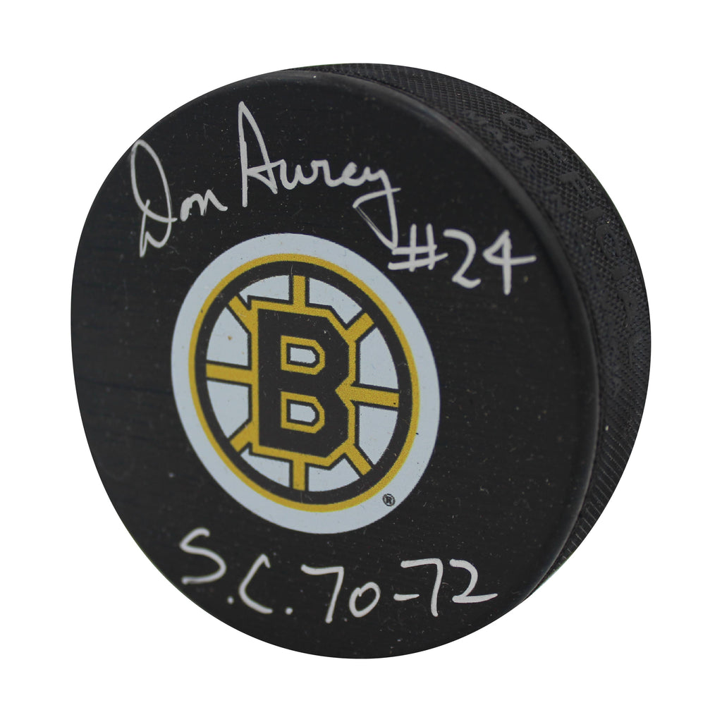 Don Awrey Autographed & Inscribed Puck - Logo
