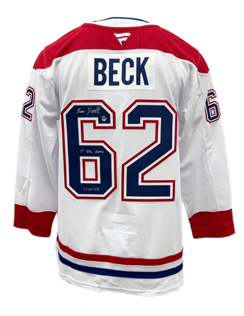 Owen Beck Autographed & Inscribed White Fanatic Premium Jersey