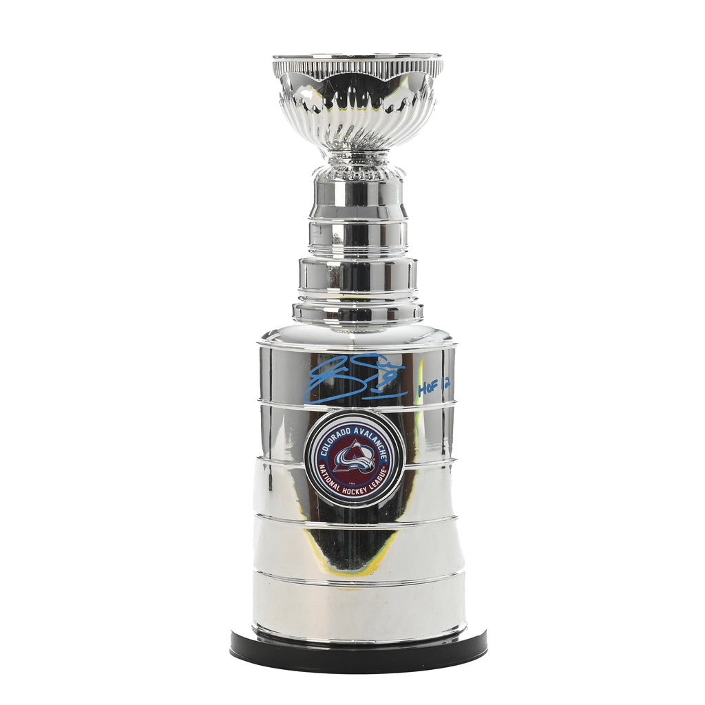 LOT 69: JOE SAKIC AUTOGRAPHED AND INSCRIBED STANLEY CUP REPLICA - 14 INCHES