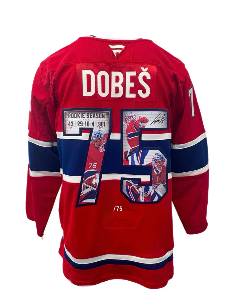 Jakub Dobes Autographed Fanatics Premium Rookie Art Jersey - Limited Edition of 75