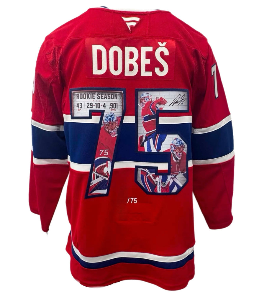 Jakub Dobes Autographed Fanatics Premium Rookie Art Jersey - Limited Edition of 75