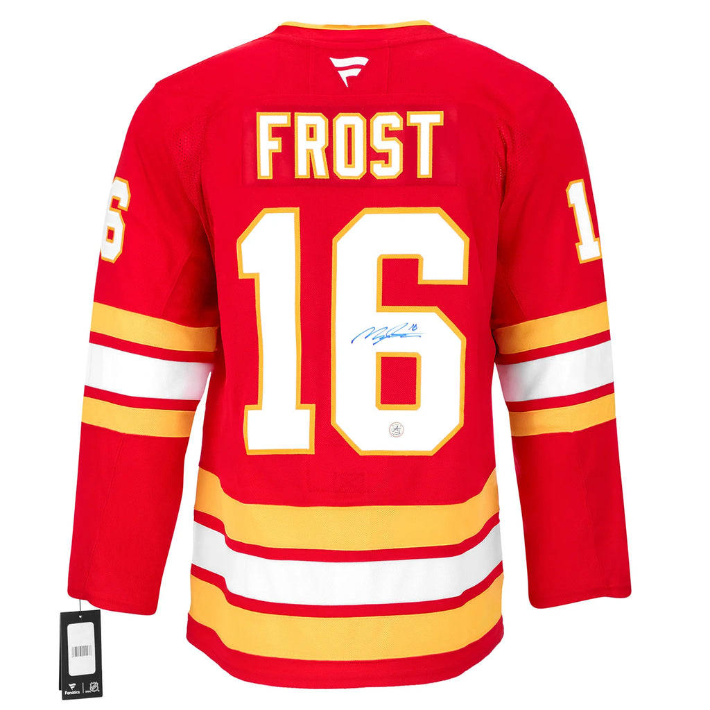Morgan Frost Autographed Calgary Flames Fanatics Premium Jersey