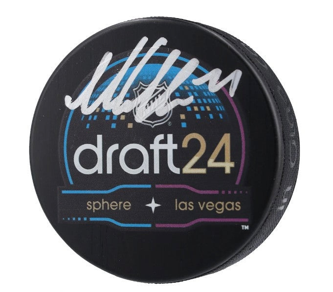 Macklin Celebrini Autographed Puck - Draft