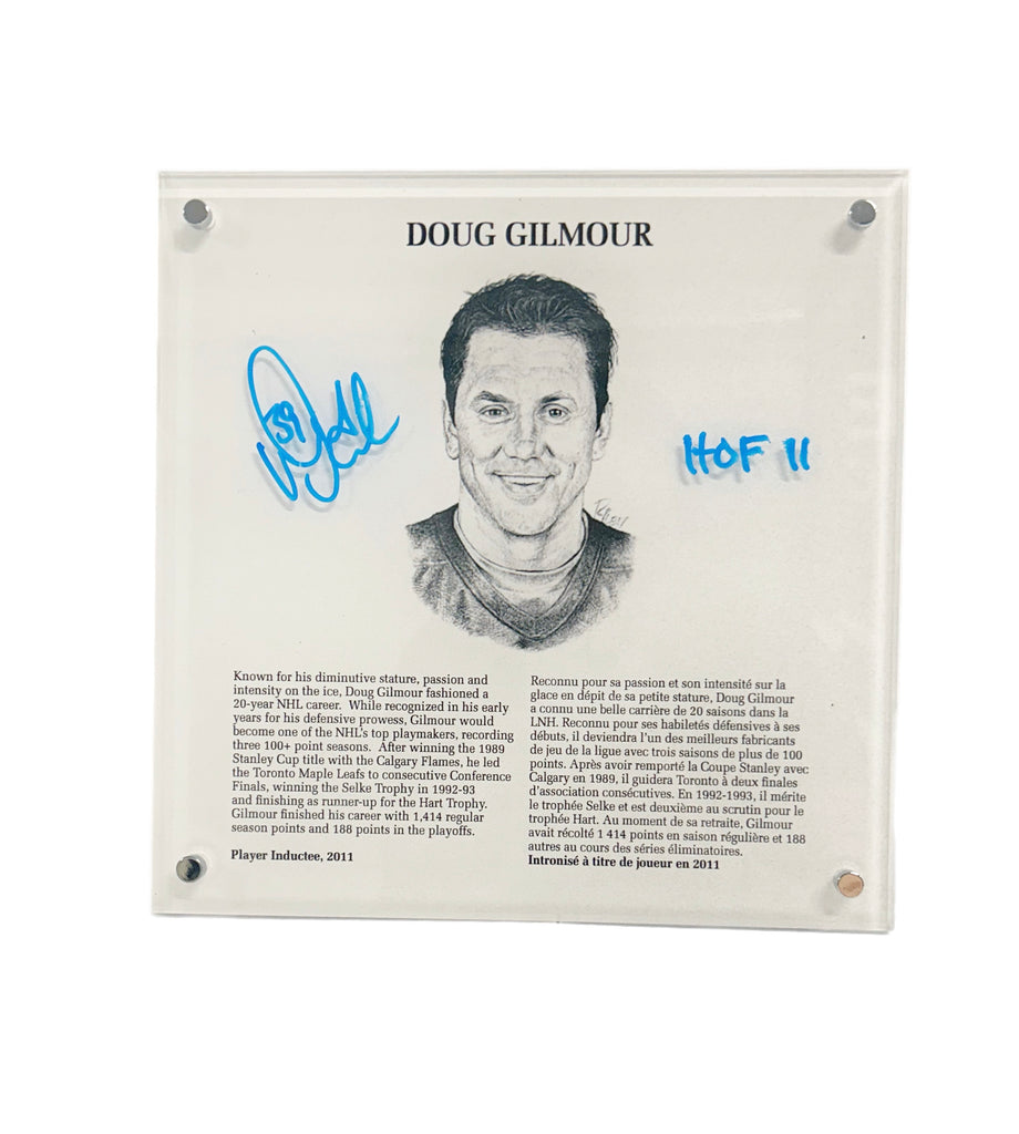 Doug Gilmour Autographed & Inscribed NHL Legends HOF Plaque