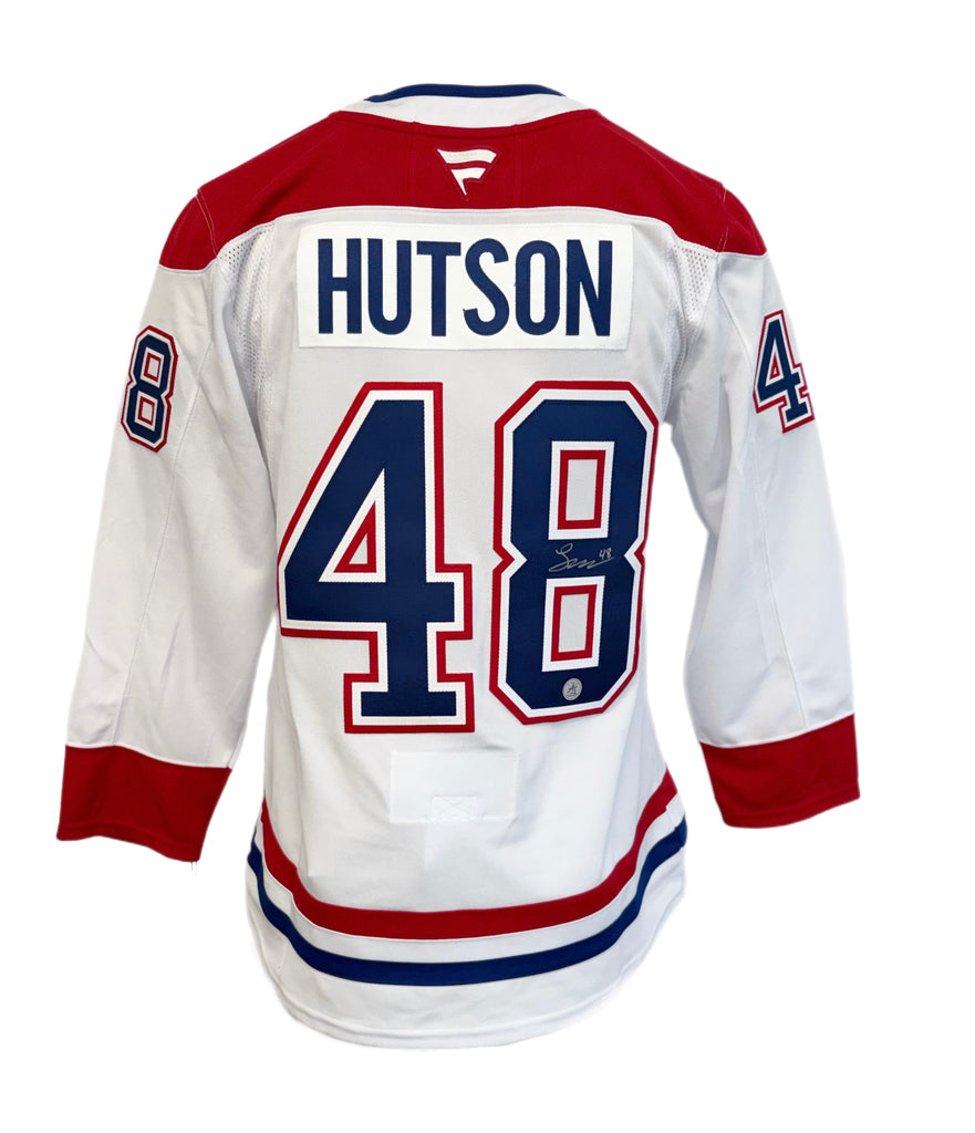 Lane Hutson Autographed White Fanatics Premium Jersey