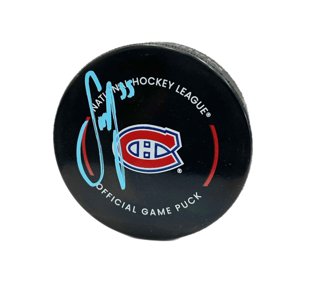 Samuel Montembeault Autographed Puck - Official (Blue)