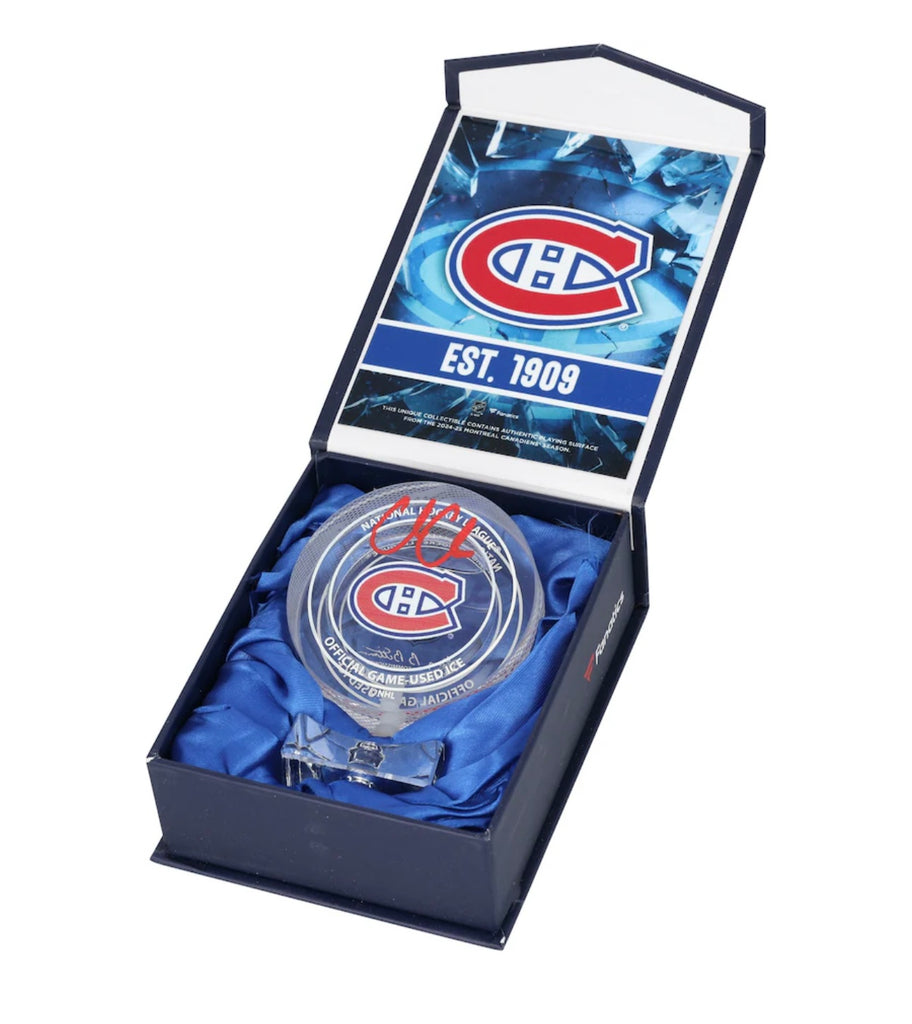 Cole Caufield Autographed Puck - Crystal Official