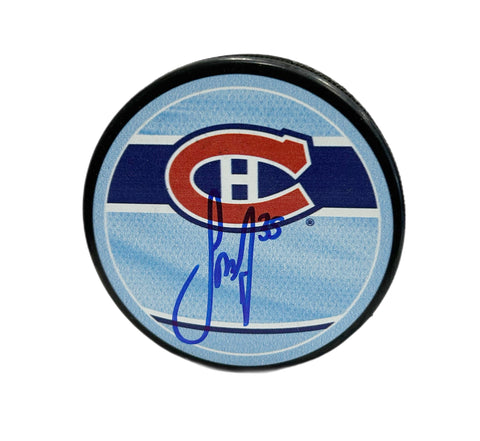 Samuel Montembeault Autographed Puck - Reverse Retro (blue)