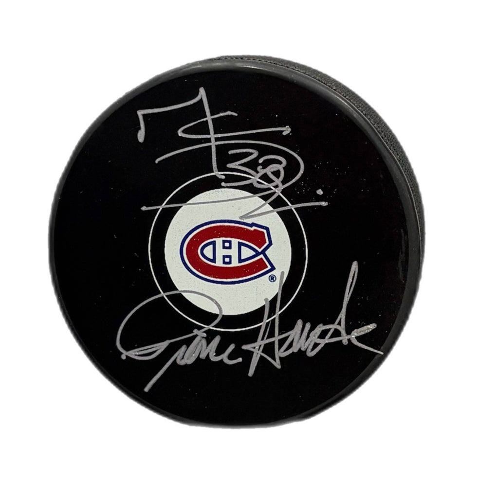 Pierre Houde & Marc Denis Autographed Puck - Logo
