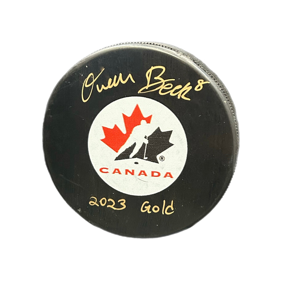 Owen Beck Autographed & Inscribed Puck - Team Canada