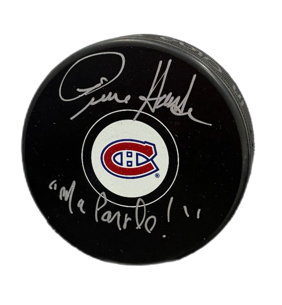 Pierre Houde Autographed & Inscribed Puck - Logo