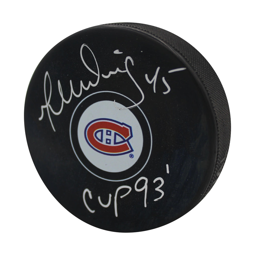 Gilbert Dionne Autographed & Inscribed Puck - Logo – Memorable Authentic