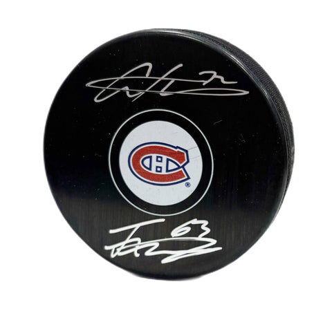 Arber Xhekaj & Florian Xhekaj Autographed Puck - Logo