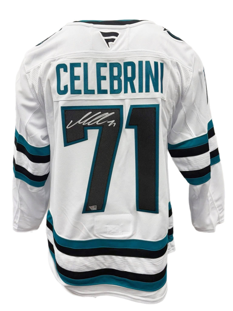 Macklin Celebrini Autographed White San Jose Sharks Fanatics Premium Jersey