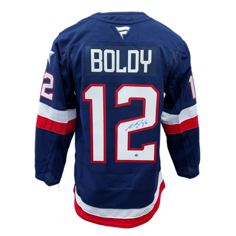 Matthew Boldy Autographed Team Usa 4 Nations Faceoff Fanatic Premium Jersey