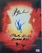 (PAST AUCTION) <br> Lot 74: Ralph Macchio, Martin Kove and William Zabka Kove Karate Kid - Cobra Kai Autographed11x14 Photo Sunset