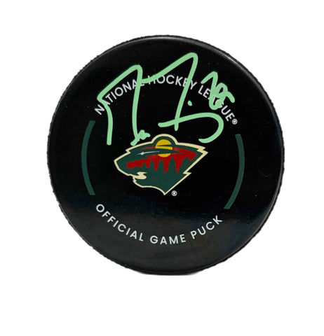 Marc-Andre Fleury Autographed Puck - Official (Wild)- (Signed in Green)