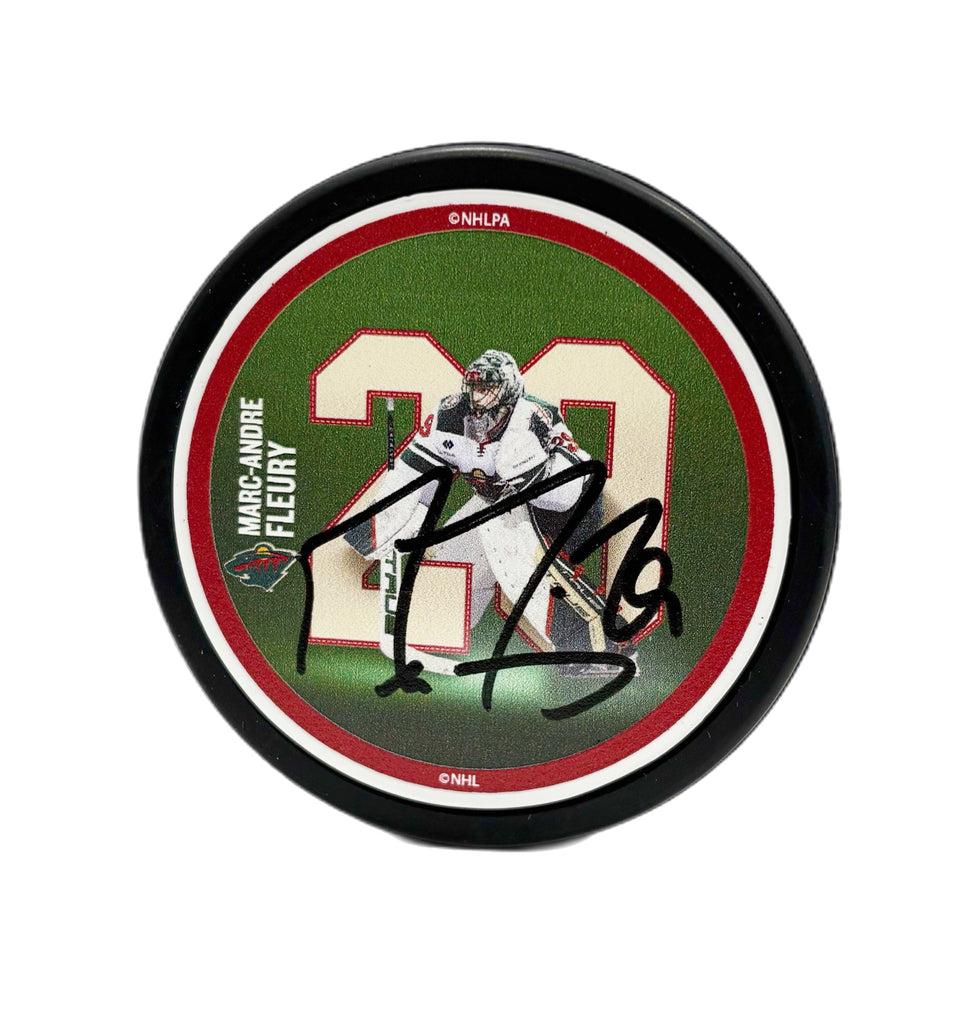 Marc-Andre Fleury Autographed Puck - Montage