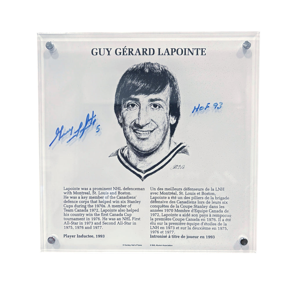 Guy Lapointe Autographed & Inscribed NHL Legends HOF Plaque